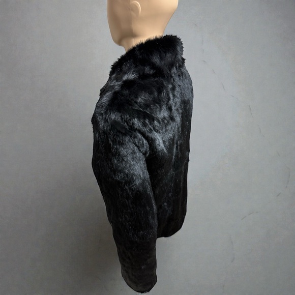 Men's New Winter Fur Furrier Black Biker Rabbit Fur Jacket - Picture 13 of 16